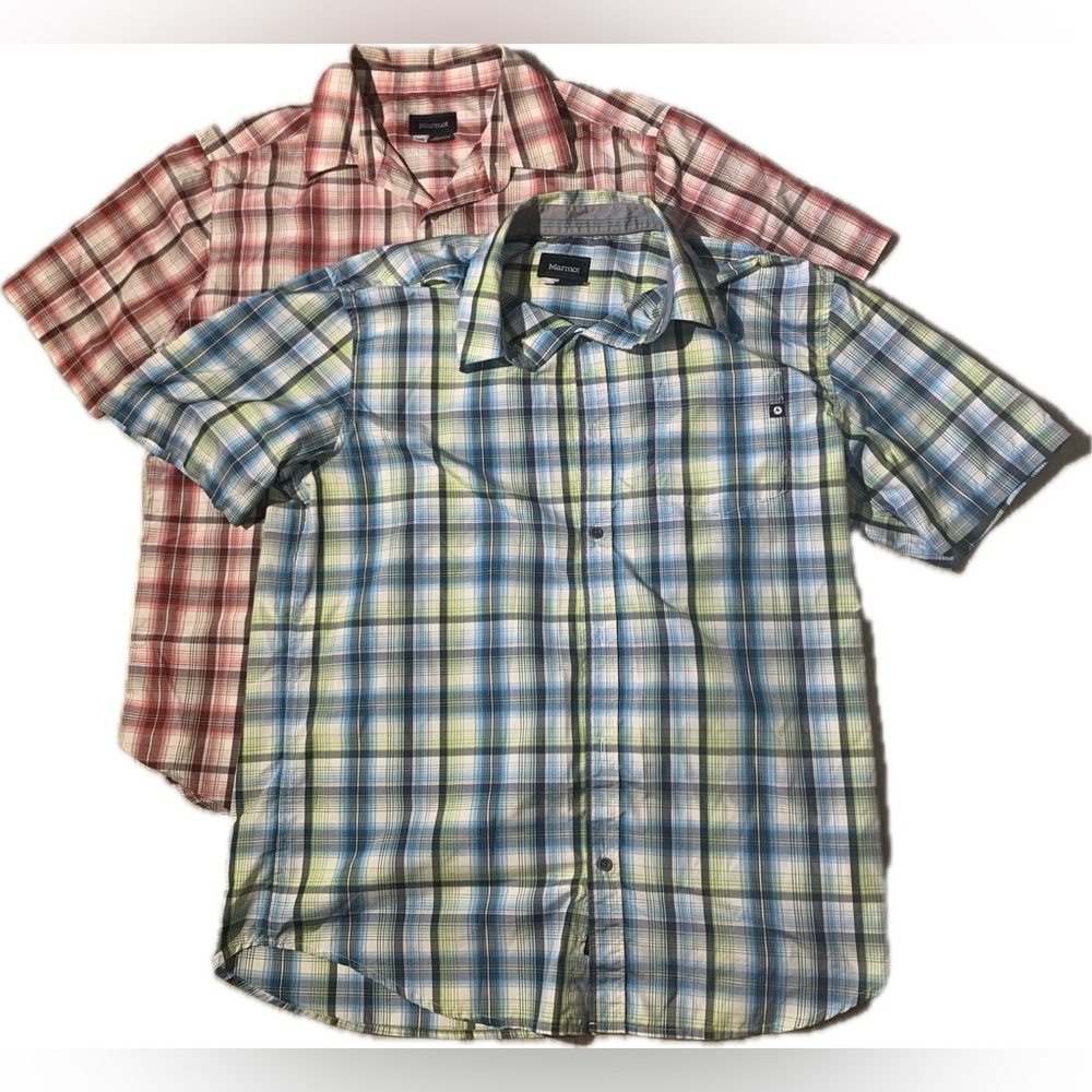Marmot Casual Plaid Shirts - Red and Blue